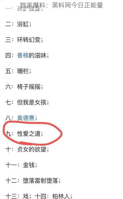 独家爆料：黑料网今日正能量