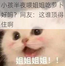 小孩半夜喂姐姐吃萝卜好吗？网友：这谁顶得住啊