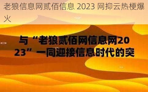 老狼信息网贰佰信息 2023 网抑云热梗爆火