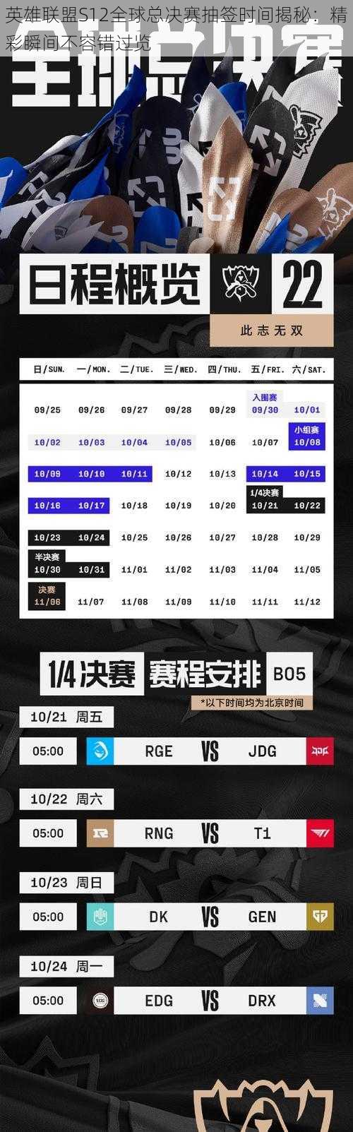 英雄联盟S12全球总决赛抽签时间揭秘：精彩瞬间不容错过览