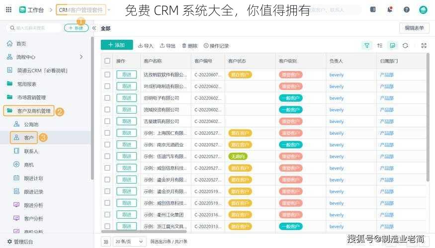 免费 CRM 系统大全，你值得拥有