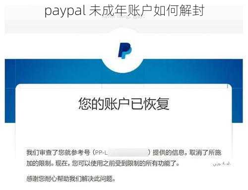 paypal 未成年账户如何解封